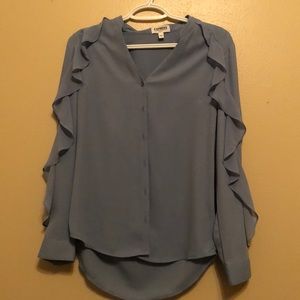 Express blue ruffle blouse